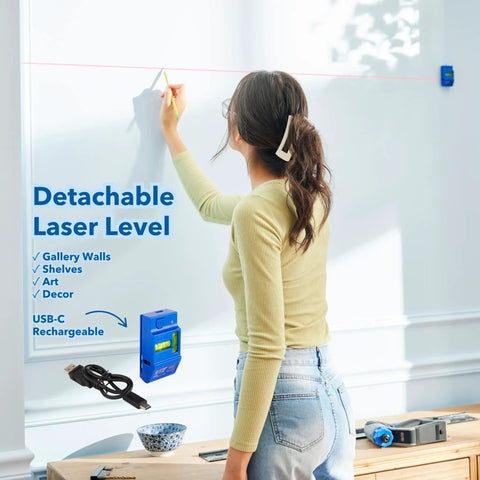 Workhorse 12v Cordless Drill Driver With Built In Stud Finder And Detachable Laser Level 3in1 Brushless Power Drill Kit Includes Fast Charger 20ah Battery And 12 Bits For Hanging Wall Decor And Secure Mounts Tough Power Tool Bundle