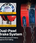 3 Ton 10ft Red Chain Hoist Heavy Duty Manual Pulley Lift With G80 Manganese Steel Chain dual-pawl brake system close-up