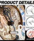 Close-up of Gearhead Favorite Wrench Clock Key for Winding Mechanical Clocks, 4.4mm hole, shown with intricate clockwork design.