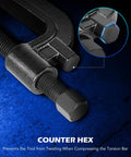 Heavy Duty Torsion Bar Removal Tool With Quick Change Torsion Keys, showcasing robust counter hex design for secure use.
