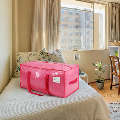 Heavy Duty Moving Bags Six Pack With Reinforced Handles And Rugged Zipper, Roomy Pink Storage Totes For College Moves, Solid Haulers That Make Packing Feel Like A Walk In The Park