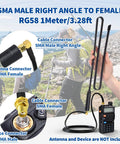 Image of Ham Radio Antenna Extension Relocation Cable With SMA Male Right Angle To Female RG58 Coaxial Cable 1m for radios