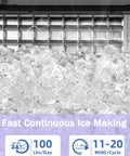 Ice Maker Machine That Cranks Out 100 Lbs Per Day, Stainless Steel Undercounter With 33 Lbs Storage, Self Cleaning Freestanding Unit.