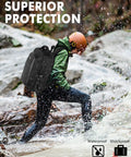 Person hiking with Waterproof Hard Case For DJI Mini 4 Pro And Mini 3 Pro, Rugged Drone Travel Backpack With 15.6 Inch Laptop Slot
