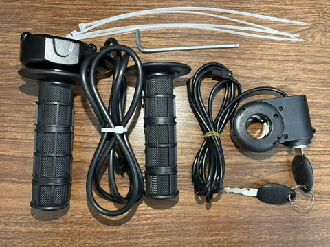 Full Twist Ebike Throttle With Rolling Bearing And 59 Inch Cable, Plug And Play Grip Kit For Electric Dirt Bikes, ignition switch