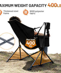 Side view of Big Ol Oversized Hammock Camping Chair for Outdoors Ultra Comfort up to 400 lbs with steel frame and polyester fabric.