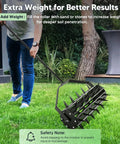Person using Beast Of A Heavy Duty Manual Lawn Aerator Roller With 17 Inch Push Spike Design Adjustable Steel Handle on grass