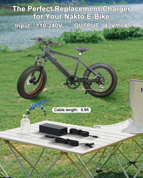 42V Electric Bike Charger With RCA Plug For Nakto 36V Models Like Camel Fashion Elegance Pony Mini Cruiser E Bike And Glion Dolly Electric Scooter Keeps Your Ride Ready For Daily Rides