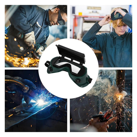 Heavy Duty Auto Darkening Welding Goggles With Snap Switch Lenses For Arc Cutting And Grinding Offer Rock Solid Eye Protection And All Day Comfort On Any Job Site in use during welding and grinding tasks.