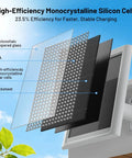 2 Pack Solar Panel Charger For Battery Cameras, diagram of high-efficiency monocrystalline silicon cells, IP68 waterproof