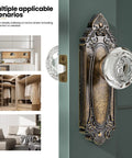 Crystal Door Knob Set With Antique Brass Base Vintage Passage Glass Door Handles For Bedroom Bathroom Hallway And Closet