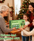 Family exchanging Ultimate Easy-Peasy 8 Herb Indoor Garden Starter Kit for Newbies with Seeds Dill Sage Mint Parsley in festive room.
