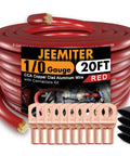 1/0 Gauge CCA Copper Clad Aluminum Power Ground Wire 20ft Red For Car Amplifiers Big 3 Upgrade Battery Cable With Lug Terminals And 3:1 Heat Shrink Tubing Durable Auto Electrical Cable coiled with lugs and heat shrink