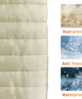 Close-up of Legit Indoor Window Ac Cover That Keeps Your Setup Sharp And Shields Five To Seven Thousand Btu Units Fitting 21 By 15 By 3.5 Inches From Brisk Weather And Dust Builds Using Soft Washable Polyester In Crisp White, highlighting dust-proof and waterproof material.