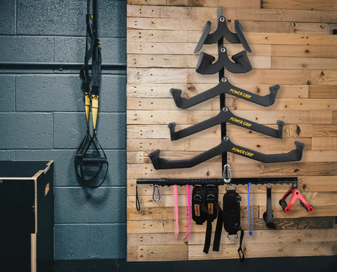 Make Your Garage Gym Setup Look Dope With These Hella Solid Lat Pulldown Bar Storage Hooks Designed To Hold Heavy Weights And Keep Your Workout Zone Totally Tidy. Wall-mounted lat pulldown bar organizer with steel hooks.