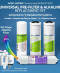 High Capacity Replacement Filter Set For Essence Series Alkaline Reverse Osmosis Water Filter System Stages One Through Three And Six