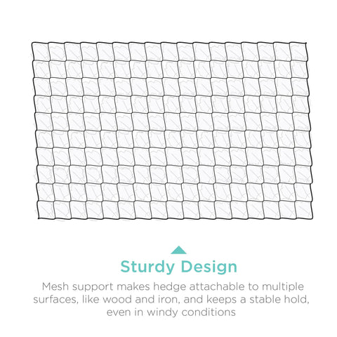 94x39 Faux Ivy Privacy Fence Screen With Realistic Greenery showing mesh support design for outdoor use.