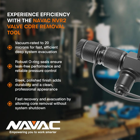 Valve Core Removal Tool For HVAC Quick Recovery And Evacuation, Dual Size Fittings, R-410A Vacuum Rated To Twenty Microns