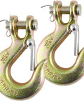 5/16 Chain Hook With Safety Latch Heavy Duty Clevis Slip Hook Grade 70 Forged Steel 14,000 Lbs Capacity Ideal For Towing, Rigging, And Industrial Construction Projects; zinc finish