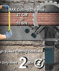Kickass 8800W Electric Ring Saw For Concrete Wall Grooving With Brushless Motor And Thick Titanium Blade Built Like A Tank measuring max cutting distance of 27 cm for masonry cuts.
