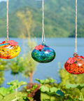 Set Of 3 Small Blown Glass Hummingbird Feeders For Outdoors Hanging With 2 Flower Feeding Ports 3 Inch Glass Hummingbird Feeders Garden Decor For Outside
