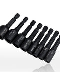 8 Piece M4 To M16 Screw Tap Socket Set With One Quarter Inch Hex Shank Quick Change Machine Tap Holder For Impact Driver Includes Thread Taps Adapters Pro Grade Built For Heavy Duty Projects displayed in a row