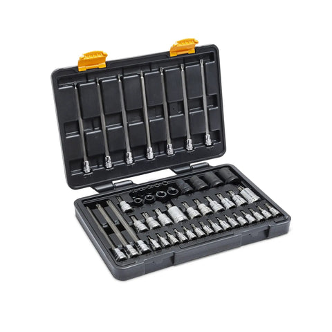 Torx Bit Socket Master Set, 49 Piece, One Quarter Inch, Three Eighths Inch, One Half Inch Drive in open black case
