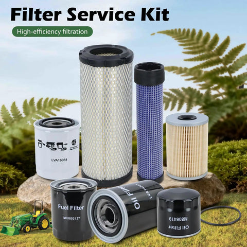 All In One Heavy Duty Maintenance Filter Kit For 3025E 3032E 3036E 3038E Compact Utility Tractors with six filters displayed
