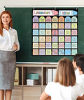 Pastel Classroom Calendar Chart With Pockets Set For Back To School Must-Have Colorful Bulletin Board Calendar With 82 Cards