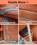 Details of Durable Orange Canvas Unloading Chute 20m Cargo Slide Tarpaulin showing reinforced stitching and braided edges.