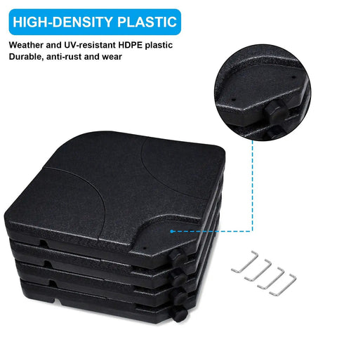 High-density HDPE water-filled plates for Heavy Duty Cantilever Offset Patio Market Stand with Four Interlocking U Locking Shape Weight Plates