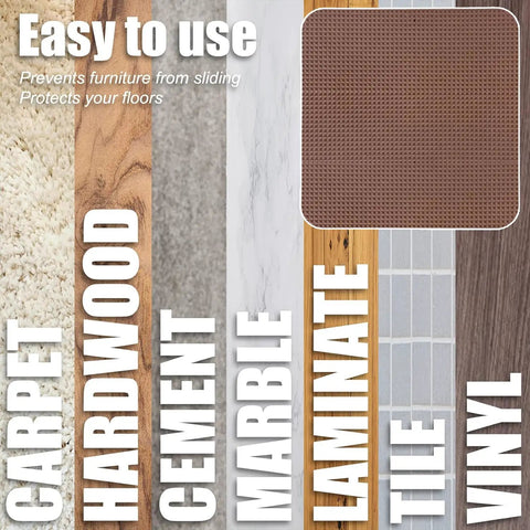 No Slip Recliner Pads For Hardwood Floors With Heavy Duty Gripper Rubber Mats, Anti Scratch Floor Protectors For Swivel Chairs And Furniture, Quiet No Noise Anti Slide Pads, Durable Grip, Coffee Color Ready