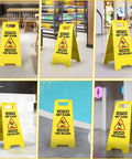 8 Pack Caution Wet Floor Signs, 17.5 Inch Yellow Safety Warning Signs in various locations to prevent slips and slippery accidents