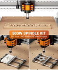 Beefy 500W CNC Spindle Motor With ER11 Chuck engraving wood, showcasing DIY CNC engraving and milling projects.