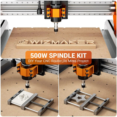Beefy 500W CNC Spindle Motor With ER11 Chuck engraving wood, showcasing DIY CNC engraving and milling projects.