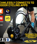 M2 Smart Indoor Bike Trainer With Zwift Compatibility, No-Fuss Wheel On Mount in home gym setup