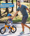 Child wearing Kids Protective Gear Set With Knee Pads Elbow Pads And Wrist Guards For Roller Skating Riding Cycling BMX Skateboarding And Scooters Youth Size Small Blue Safe Durable Comfort For Young Riders while cycling outdoors with an adult.