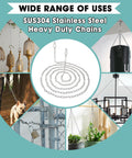Heavy Duty And Light Duty Stainless Steel Hanging Chain With Two Detachable Links, 9.8 Feet, used for various outdoor and home applications