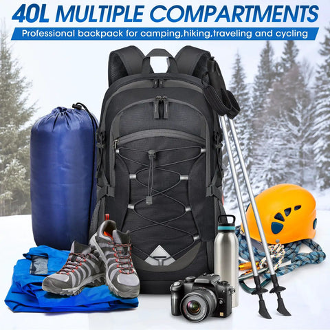 40L Packable Hiking Backpack For Men And Women Lightweight Waterproof Daypack With Large Capacity, Multiple Compartments, Wet Pocket