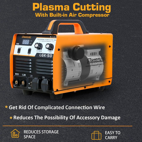 2 In 1 50 Amp Plasma Cutter And MMA Welder With Built In Air Compressor 220V Digital Inverter IGBT Arc Cutter Machine