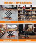 GarveeTech 770 Lbs Capacity Hydraulic Lift Table Cart With Non-Slip Pad in factories, warehouses, supermarkets, and garage settings.