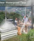 Six By Ten Foot Clear Waterproof Tarp With 11.8 Mil PVC Heavy Duty Tear Resistant Cover With Galvanized Grommets Outdoors