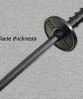 Close-up view of blade thickness on Plastic Training Katana Sword With Sheath For Role Play And Stage Performances Blunt Edge Practice Samurai Sword Lightweight One Piece Blade Safe Durable Martial Arts Toy For Beginners And Fans.
