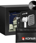 Compact Home Safe With Fireproof Bag Digital Keypad And Light 0.23 Cu Ft Mini Safe For Cash Jewelry Passports And Valuables