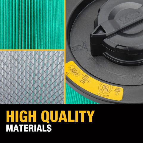 Close-up of DXVC6914 HEPA Cartridge Filter For 6 To 16 Gallon Wet And Dry Shop Vac Replacement Universal Fit For DXV Series showing texture and cap
