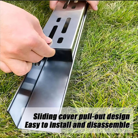 Hands assembling All In One Outdoor Trench Drainage Kit For Lawn And Driveway With Hidden Grate French Drain Style on grass
