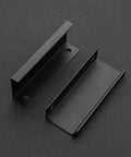 Two 6 Pack Finger Edge Pulls for Cabinets 80mm Length Matte Black Concealed Cabinet Handles shown against a black background.