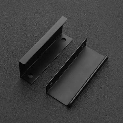 Two 6 Pack Finger Edge Pulls for Cabinets 80mm Length Matte Black Concealed Cabinet Handles shown against a black background.