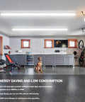 8 Foot LED Shop Light Fixture Hella Bright 110W 12200 Lumens 6000K Cool White Linkable Linear LED Lighting in a garage