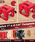Heavy Duty Precision Aluminum Door Latch And Strike Plate Mortise Tool And Router Template Jig ensuring no sweat alignment setup for 1-3/8 and 1-3/4 inch doors.